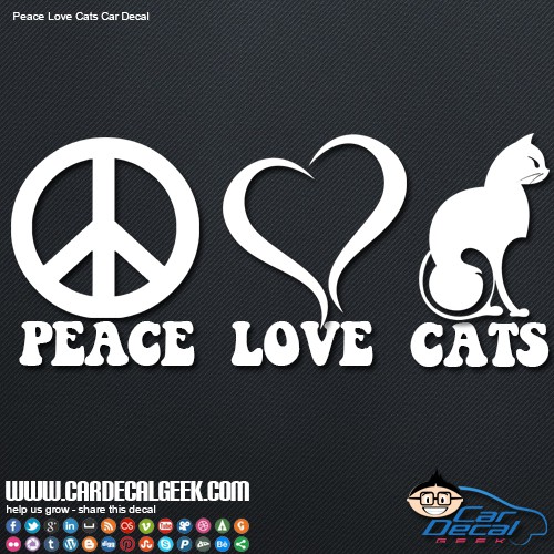 Download Peace, Love & Cats Car Window Decal Graphic Sticker