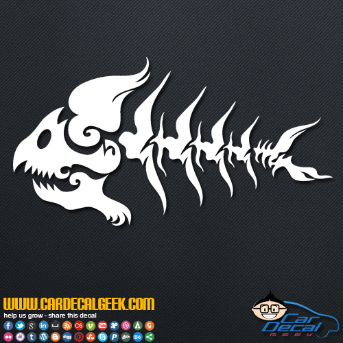 Awesome Fish Skeleton Decal Sticker