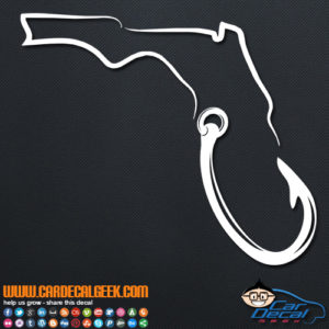 Florida Fishing Hook Vinyl Car Decal Sticker Graphic