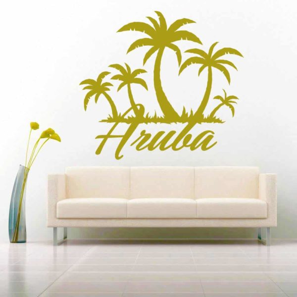 Aruba Palm Tree Island Vinyl Wall Decal Sticker