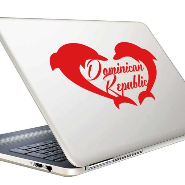 Dominican Republic Dolphin Heart Vinyl Laptop Macbook Decal Sticker
