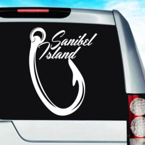 Sanibel Island Fishing Hook Decal Sticker