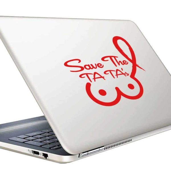Save The Ta Tas Breast Cancer Vinyl Laptop Macbook Decal Sticker
